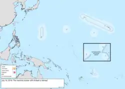 Map of the change to the United States in the Pacific Ocean on July 19, 2019