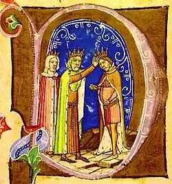 Stephen V is crowned by his father.