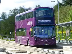 A double-decker bus on the Leigh-Salford-Manchester Bus Rapid Transit, Ngland