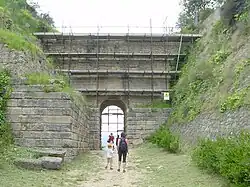 The dry stone bridge, so called Porta Rosa (4th century BC), in Elea, Province of Salerno, Campania, Italy