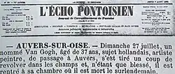 Photograph of a 19th-century newspaper announcement of someone's death