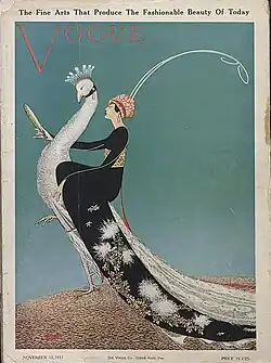 Japanese inspiration/Japonisme: Cover of Vogue, November 15, 1911, by George Wolfe Plank, chromolithograph, multiple locations[44]