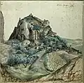 View of the Arco Valley in Tyrol, 1495, watercolour with highlights, 22.3&nbsp;×&nbsp;22.2&nbsp;cm, Louvre, Paris