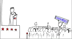 xkcd comic "Wikipedian Protestor": as a politician addresses a crowd, a protestor within the crowd holds up a sign reading "[CITATION NEEDED]".