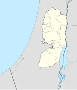 Map showing the location of the Cave of the Patriarchs within the West Bank and the State of Palestine