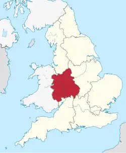West Midlands region shown within England