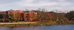 Westport Library taken from the opposite side of the Saugatuck River.