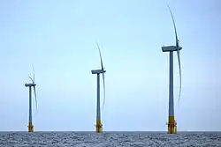 Offshore horizontal-axis wind turbines (HAWTs) at Scroby Sands Wind Farm, England