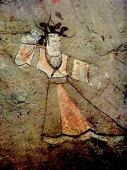 A dancer wearing ruqun from Dingjiazha Tomb No. 5, Gansu, China.