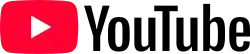 The YouTube logo is made of a red round-rectangular box with a white triangular "play" button inside and the word "YouTube" written in black.