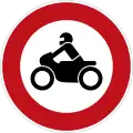 Sign 255 Motorcycles, including those with sidecars, and mopeds forbidden