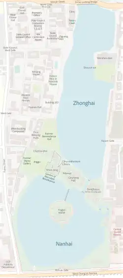 Zhongnanhai layout with English labels