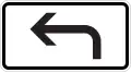 After the left turn, a hazard exists (another sign defining the hazard would be above)