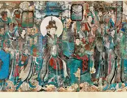 Xiwangmu in the celestial court, from the murals of Yongle Temple, Yuan dynasty