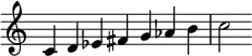 {
\override Score.TimeSignature #'stencil = ##f
\relative c' {
\clef treble \time 7/4
c4 d es fis g aes b c2
} }