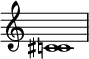 
  \relative c' {
    \omit Staff.TimeSignature
    <c! cis>1
  }

