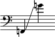 {
\override SpacingSpanner.strict-note-spacing = ##t
\set Score.proportionalNotationDuration = #(ly:make-moment 1/8)
\clef bass \omit Score.TimeSignature
\relative f, {f!4 \glissando g''!}
}