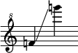 {
\override SpacingSpanner.strict-note-spacing = ##t
\set Score.proportionalNotationDuration = #(ly:make-moment 1/8)
\clef "treble^8" \omit Score.TimeSignature
\relative f'' {f!4 \glissando g''!}
}