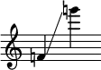 {
\override SpacingSpanner.strict-note-spacing = ##t
\set Score.proportionalNotationDuration = #(ly:make-moment 1/8)
\clef treble \omit Score.TimeSignature
\relative f' {f!4 \glissando g''!}
}