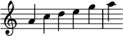 {
\override Score.TimeSignature #'stencil = ##f
\relative c'' {
\time 5/4
a4 c d e g | a
} }