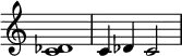 
    {
        \omit Score.TimeSignature
        \relative c' {
            \time 4/4
            \set Score.tempoHideNote = ##t \tempo 4 = 90
            <c des>1 | c4 des c2
        }
    }
