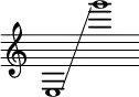 {
\new Staff \with { \omit Score.TimeSignature }
\key c \major \cadenzaOn
\clef treble e1 \glissando s g'''
}