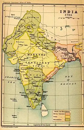 Map of India in 1765