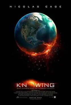 A picture of the Earth from space, the bottom edge is glowing as if on fire with numbers in the same glow emitting.