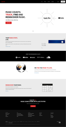 Screenshot of last.fm homepage