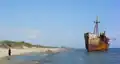 The Dimitrios shipwreck on a shore near Gytheio, Greece