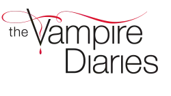 The show name written in gold against a black background and a ribbon of red above the word vampire