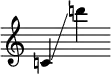 {
\override SpacingSpanner.strict-note-spacing = ##t
\set Score.proportionalNotationDuration = #(ly:make-moment 1/8)
\clef treble \omit Score.TimeSignature
\relative c' {c!4 \glissando d''!}
}